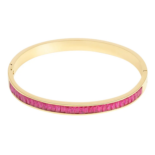 Armband Steentjes goud fuchsia