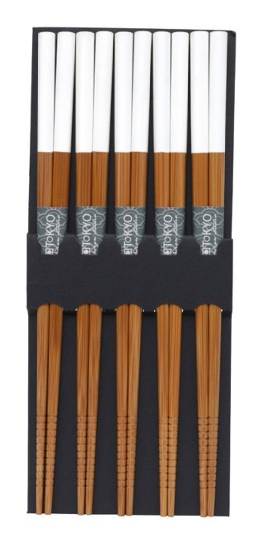 Chopsticks set-van-5 bamboe wit