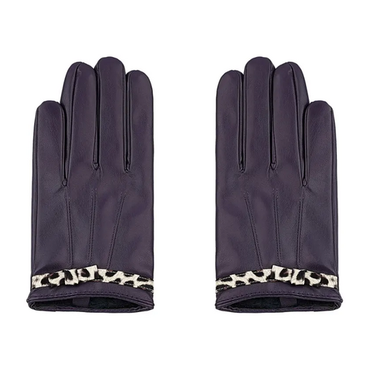 Handschoenen set-van-2 Cosy Leopard paars one-size