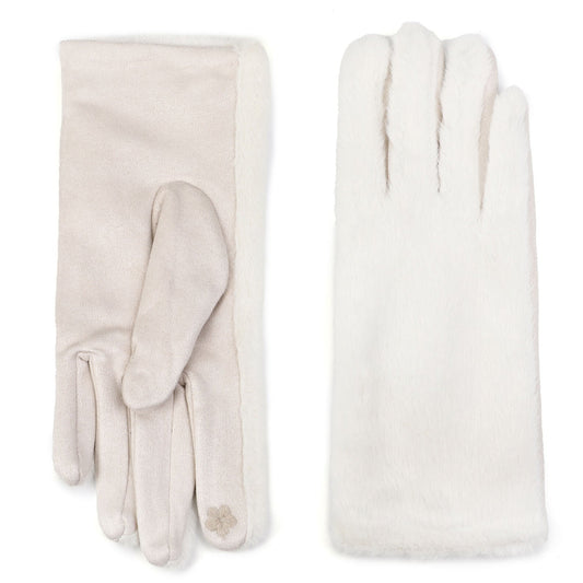 Handschoenen set-van-2 Faux Fur Winter wit one-size
