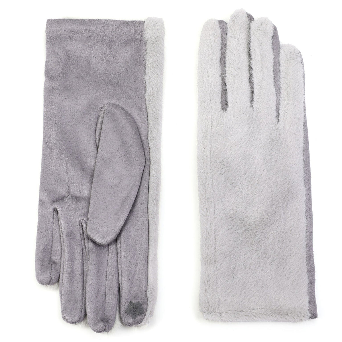 Handschoenen set-van-2 Faux Fur grijs one-size vooraanzicht