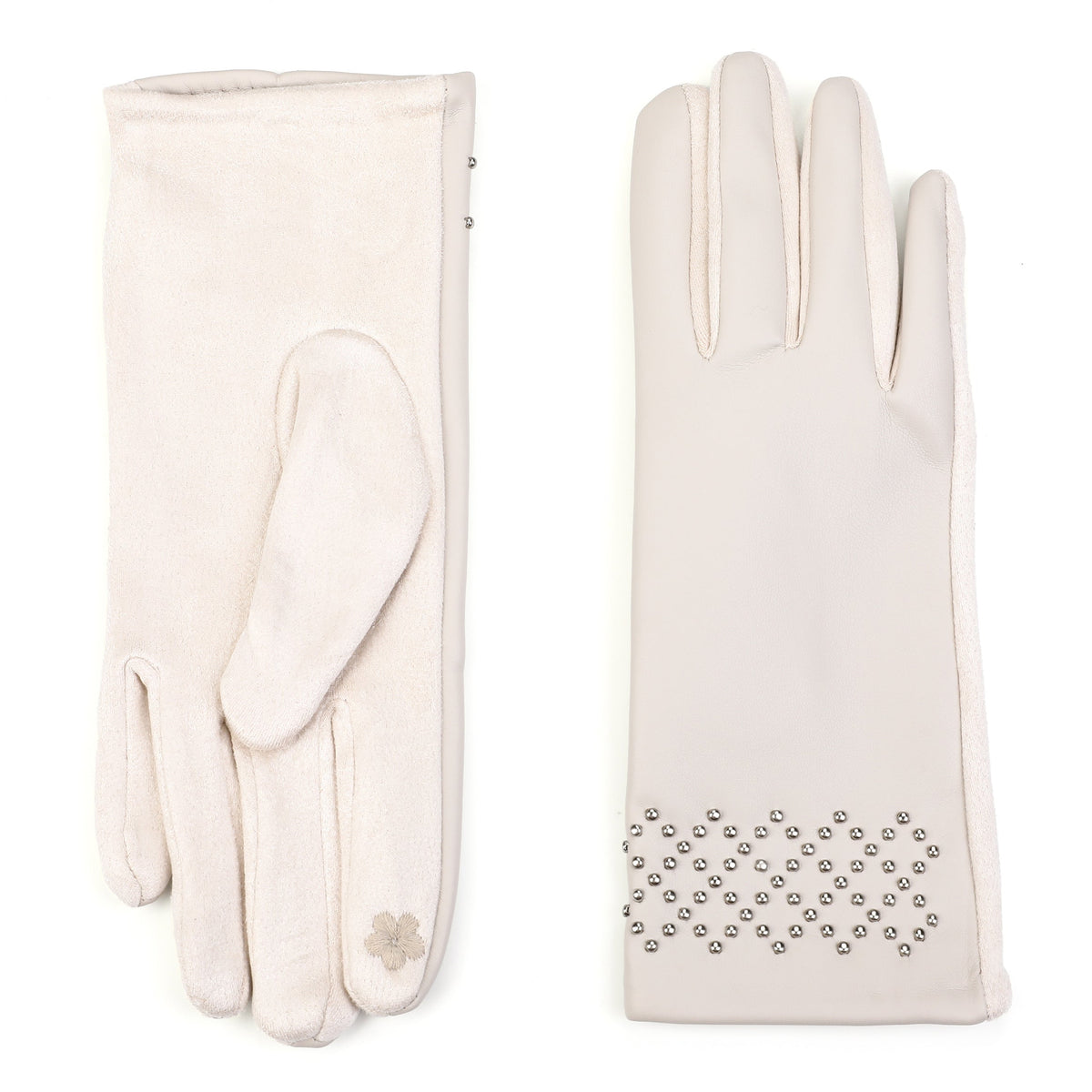 Handschoenen set-van-2 Studs wit one-size