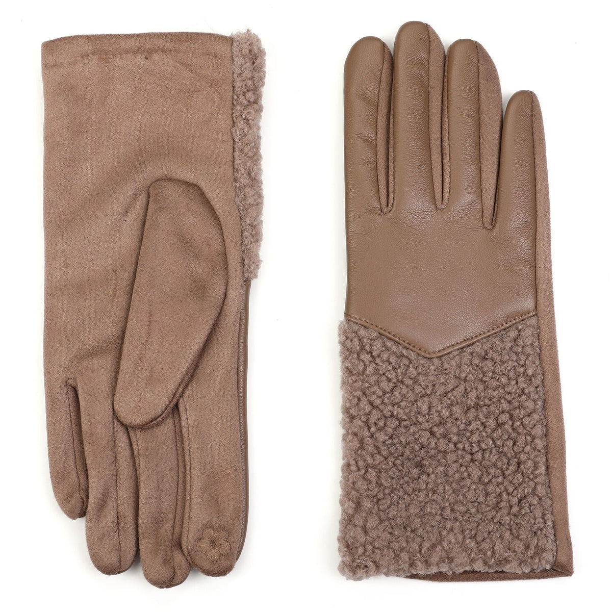 Handschoenen set-van-2 Teddy khaki one-size