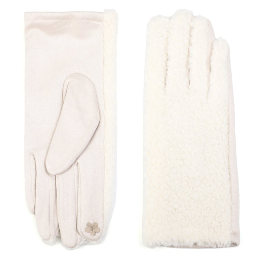 Handschoenen set-van-2 Teddy wit one-size vooraanzicht