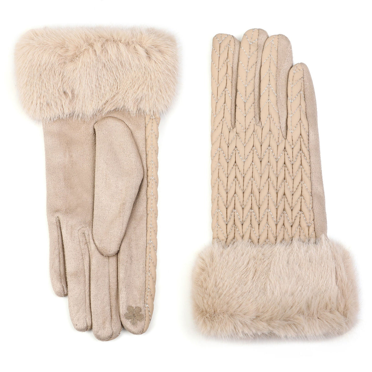 Handschoenen set-van-2 beige one-size