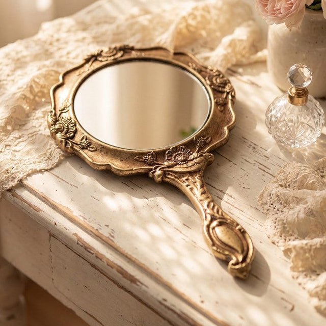 Handspiegel goud 10x2x18cm sfeer liggend