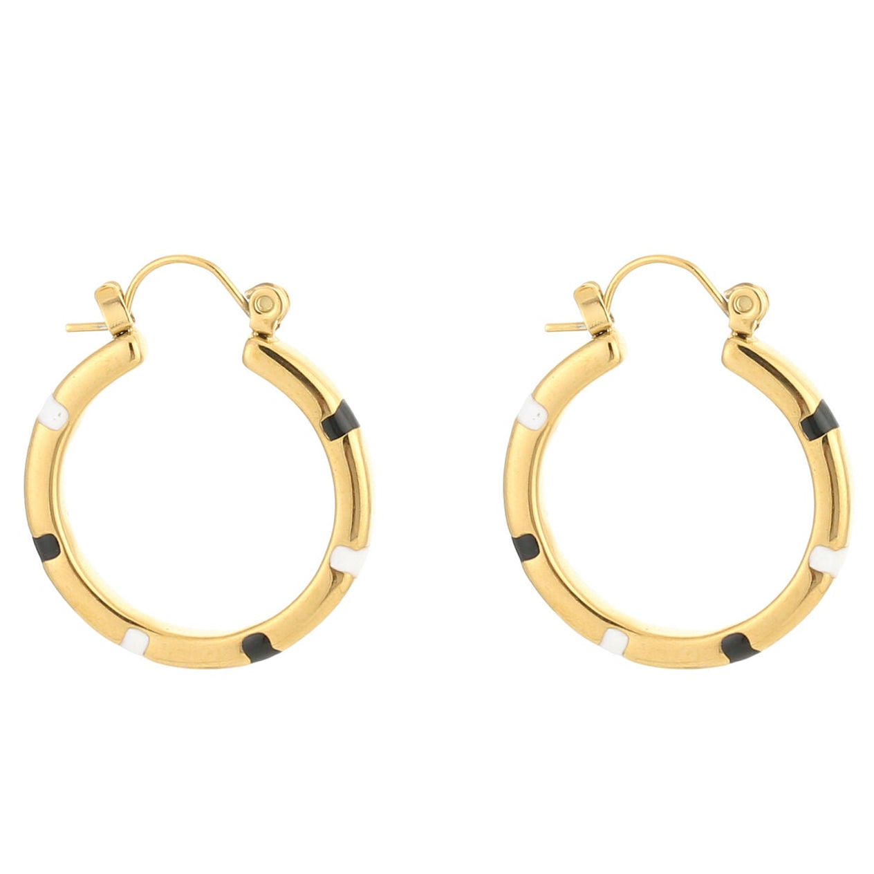 Oorbellen Colourfull Hoops goud zwart wit