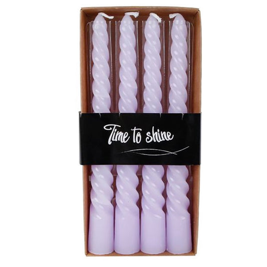 Kaarsen Gedraaid set-van-4 lila 2x2x20cm