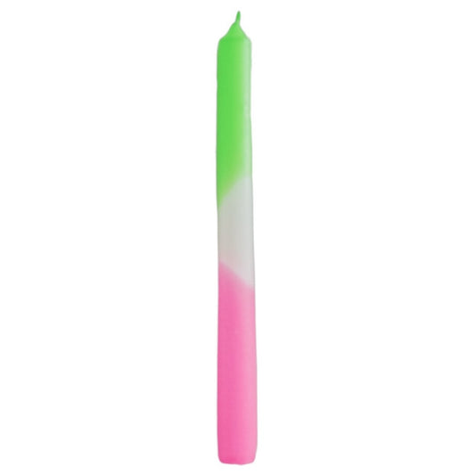 Kaarsen set-van-4 Dipdye groen wit roze 9x2,1x25cm