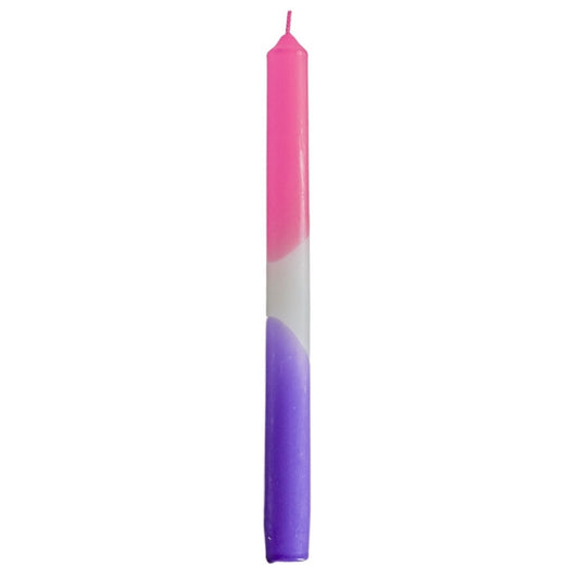 Kaarsen set-van-4 Dipdye roze wit paars 9x2,1x25cm