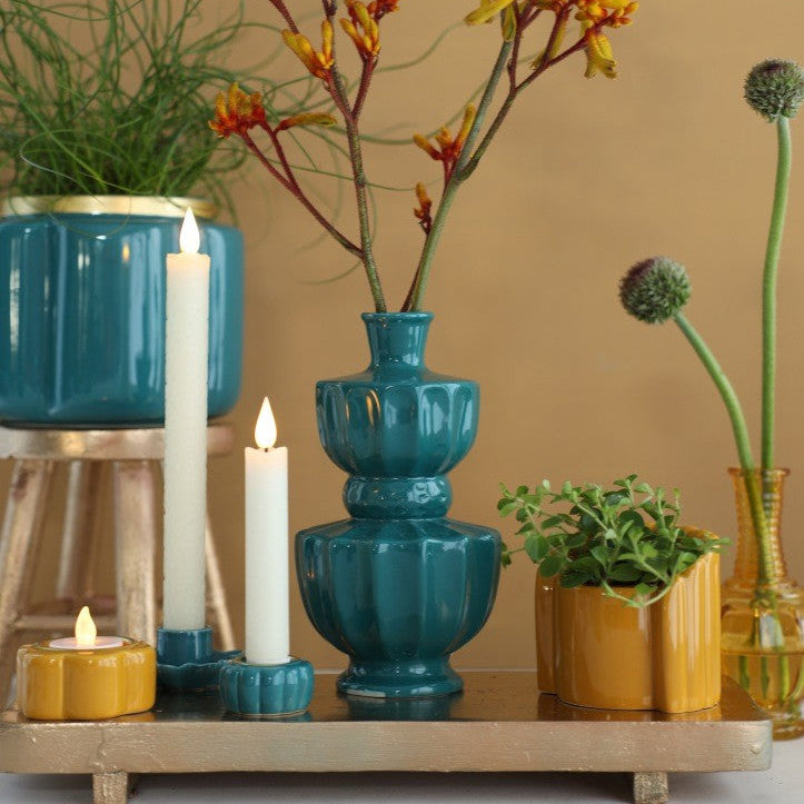 Kandelaar Pouff petrol 5x5x3cm