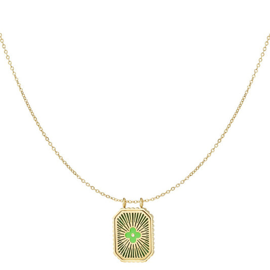 Ketting Gekleurde Bloem Bedel goud groen