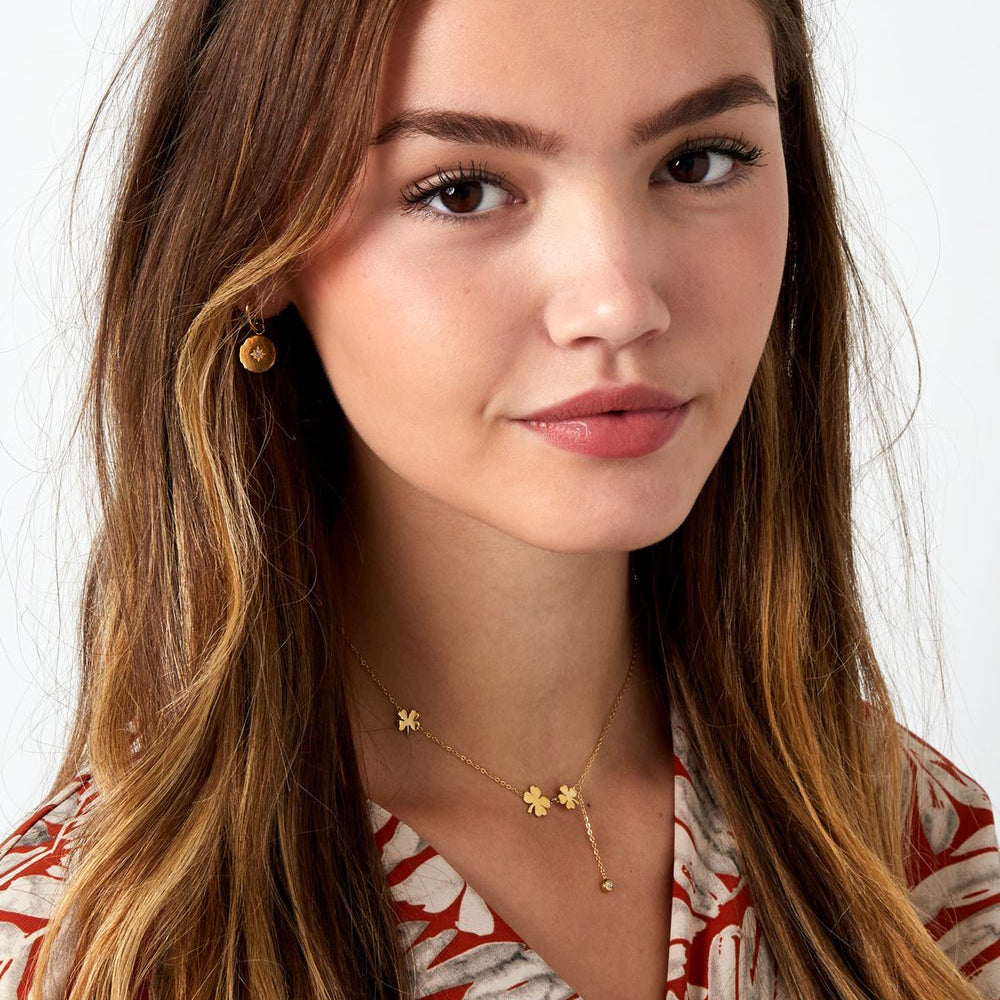 Ketting Klavers en Steen goud