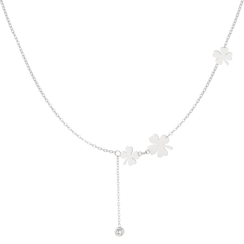 Ketting Klavers en Steen zilver