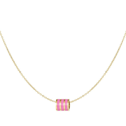 Ketting Ronde bedel goud roze