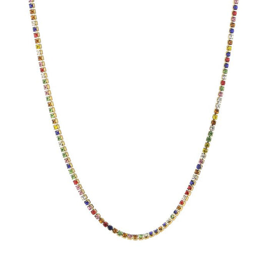  Ketting Strass Rainbow goud multi