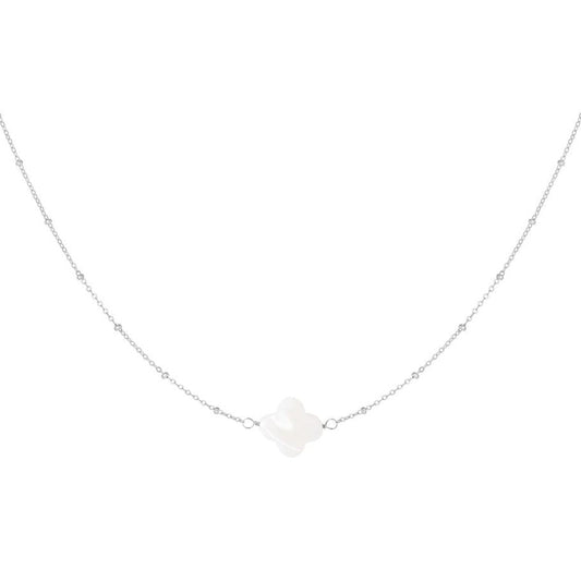 Ketting Zeeschelp Klaver zilver