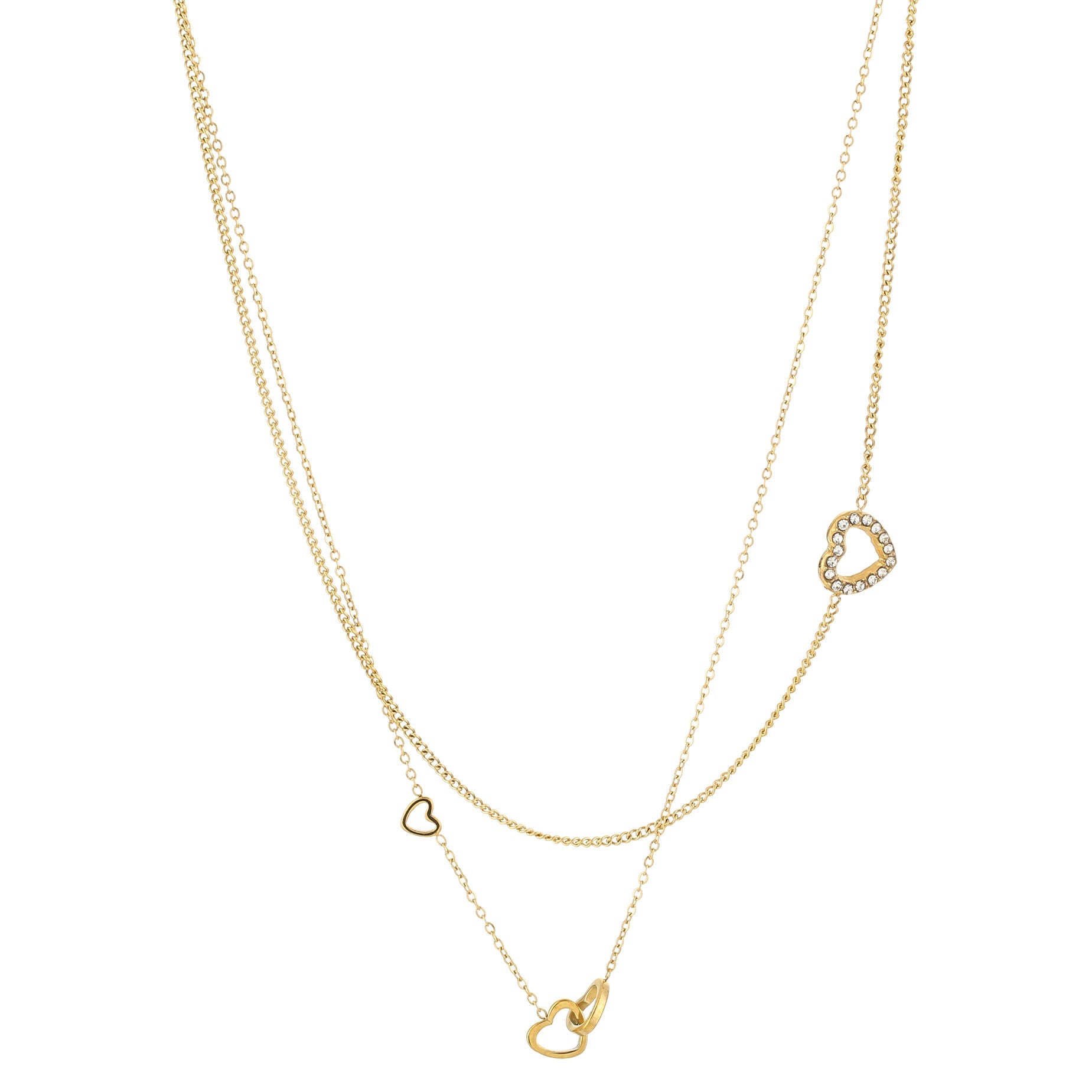 Ketting Dubbel Hartjes goud