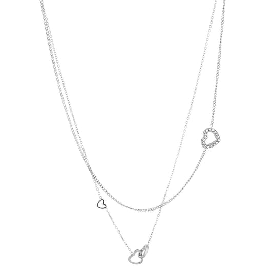 Ketting Dubbel Hartjes zilver