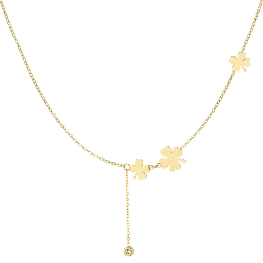 Ketting Klavers en Steen goud