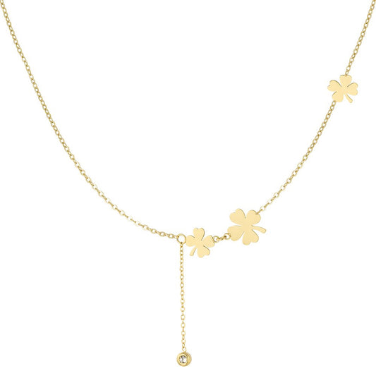 Ketting Klavers en Steen goud
