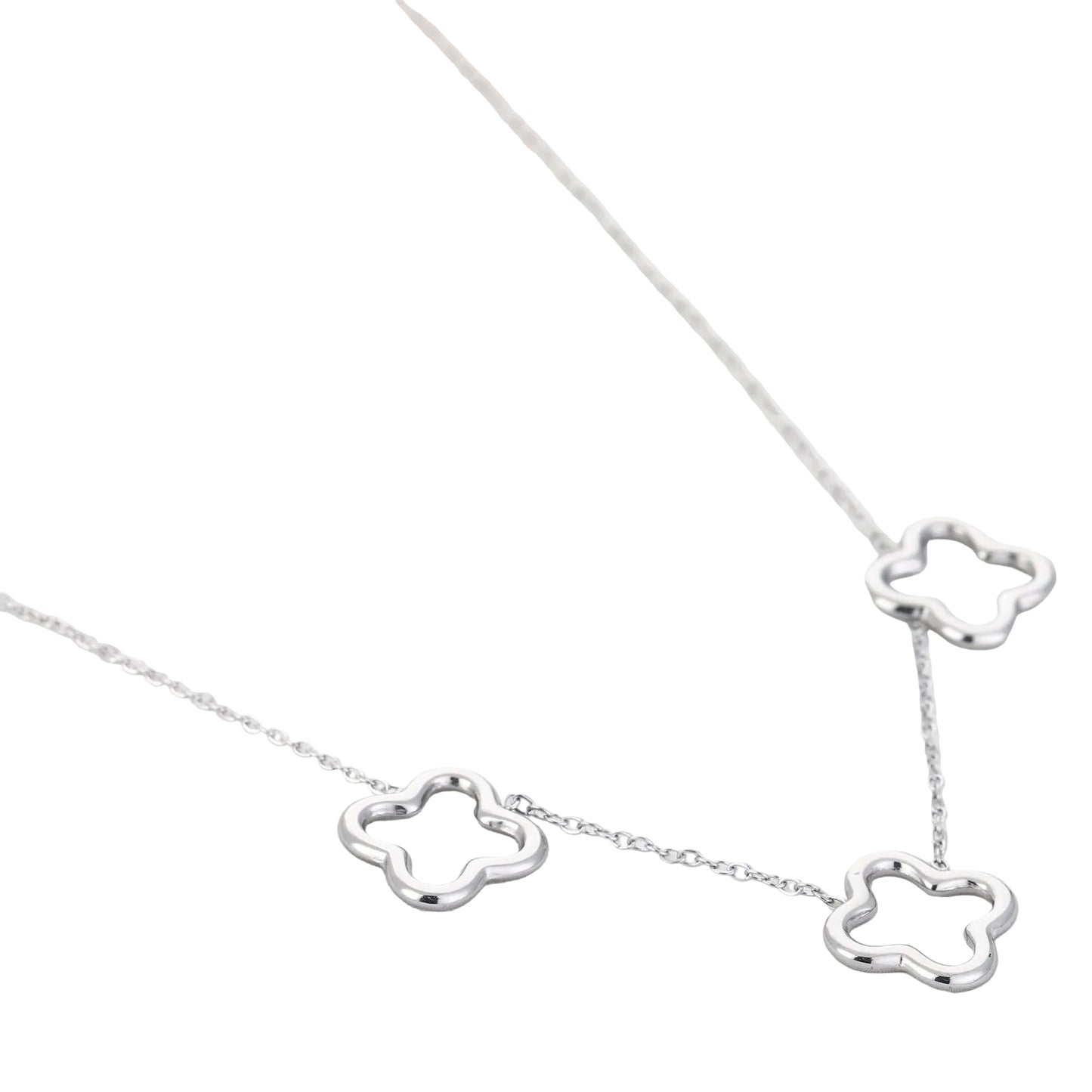 Ketting Klavers zilver liggend
