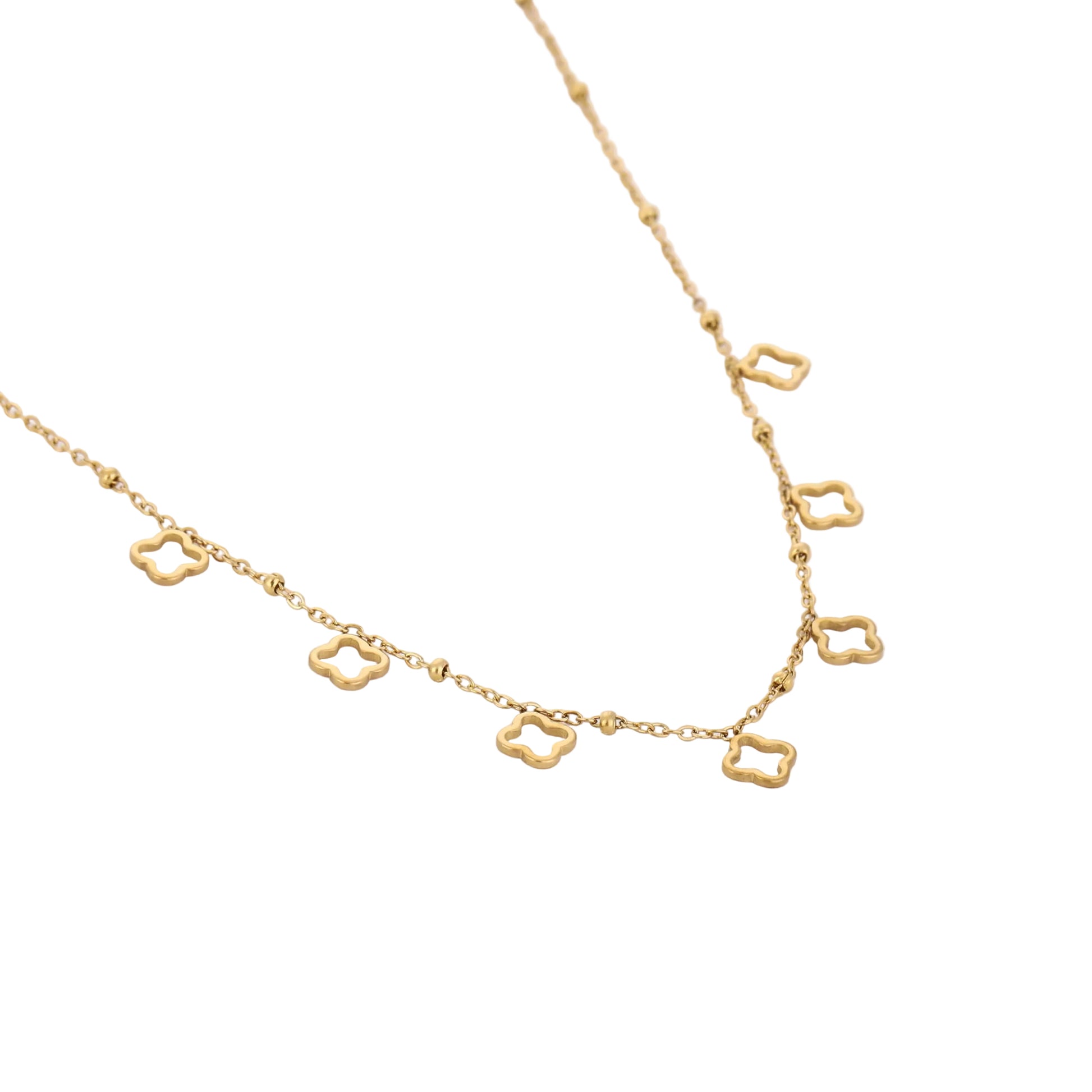 Ketting Klavertjes goud liggend
