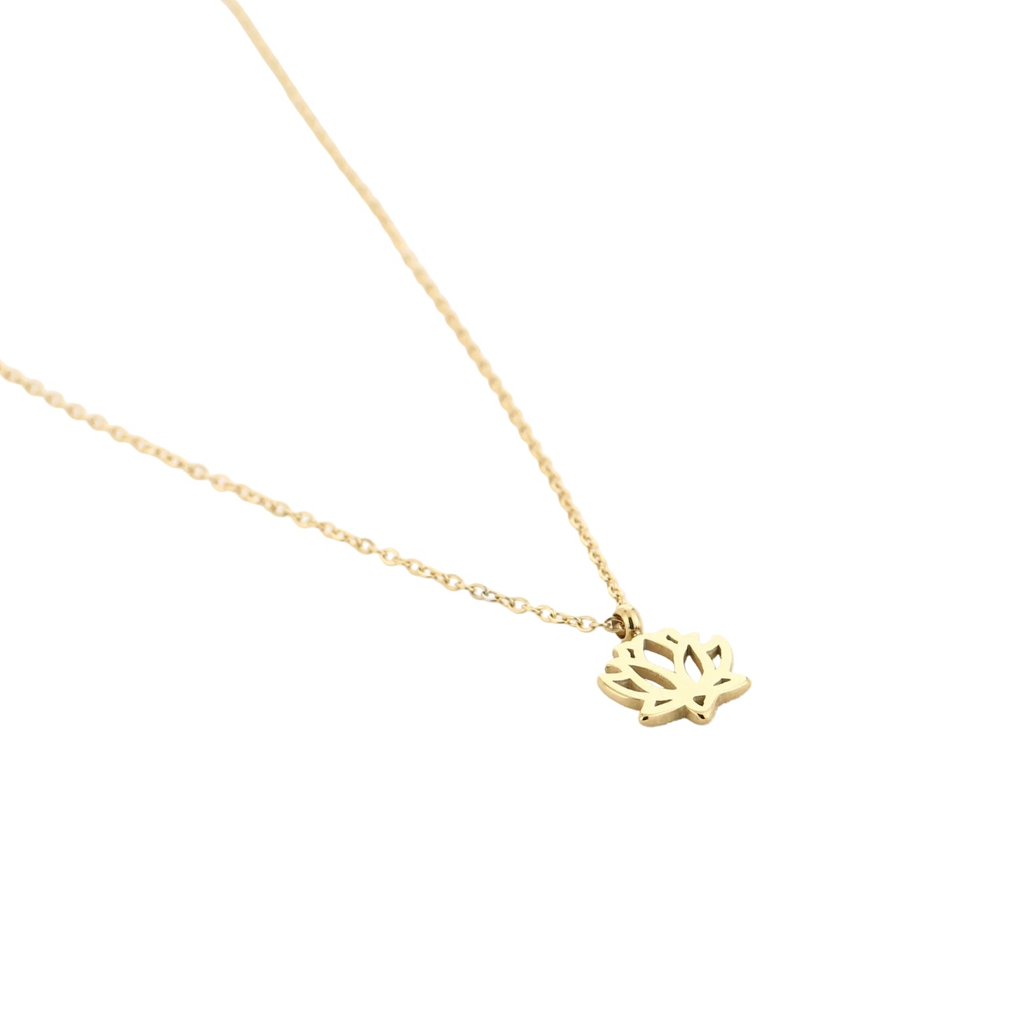 Ketting Lotus Bloem goud liggend