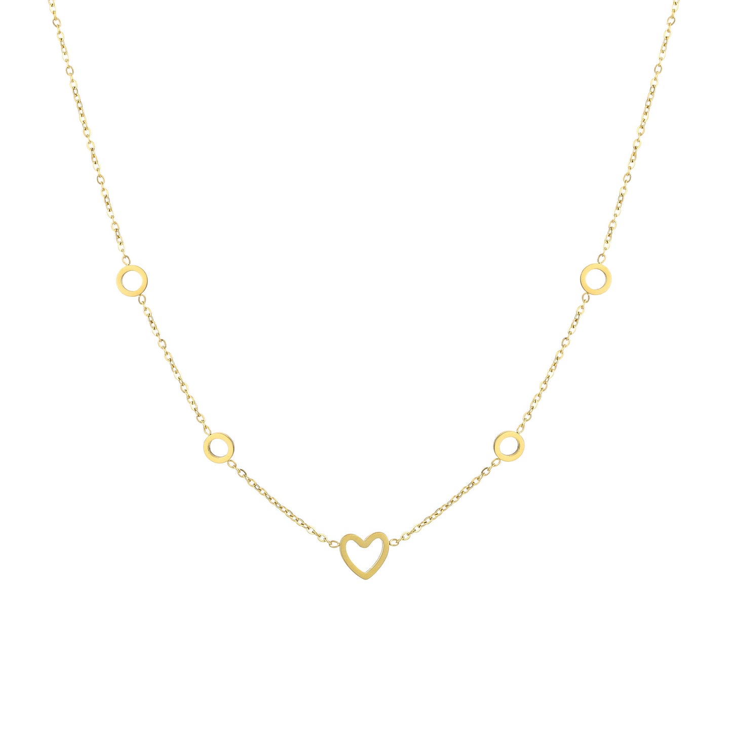 Ketting Open Hartje en Cirkels goud