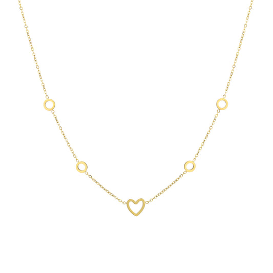 Ketting Open Hartje en Cirkels goud