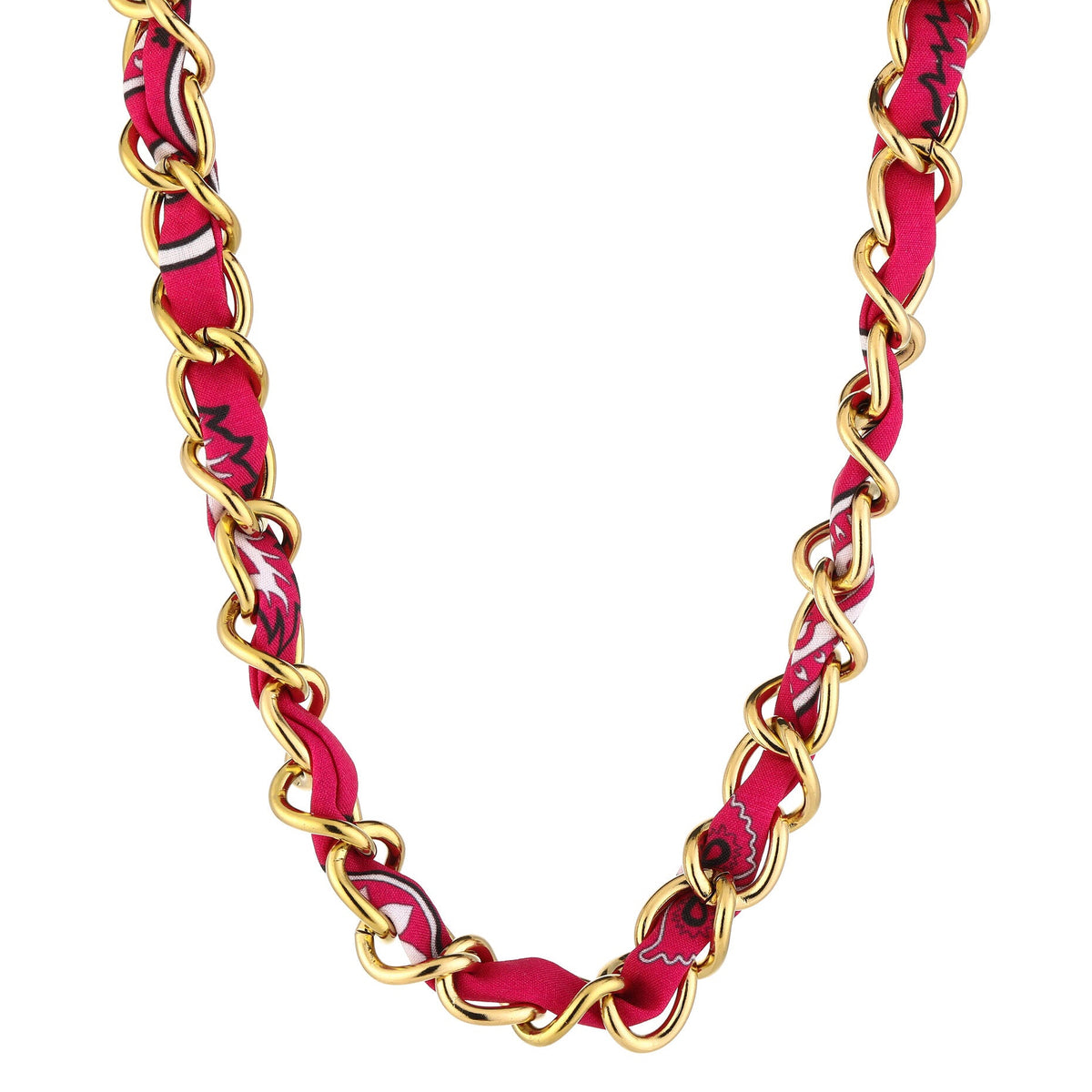 Ketting Schakel met Bandana goud fuchsia
