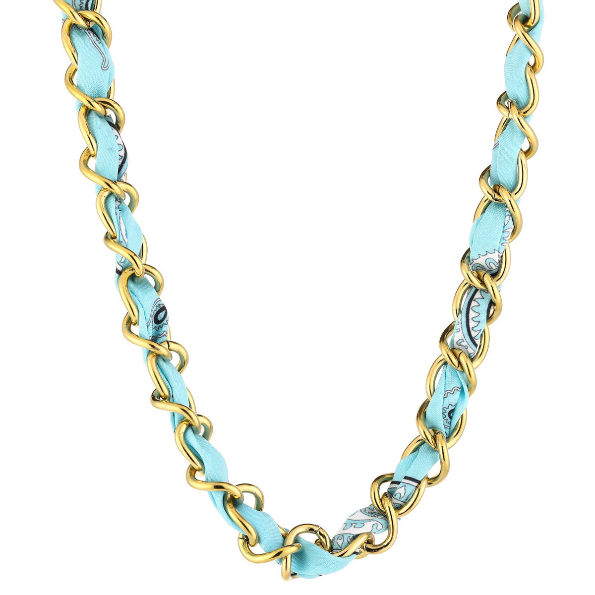 Ketting Schakel met Bandana goud lichtblauw
