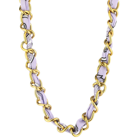 Ketting Schakel met Bandana goud lila