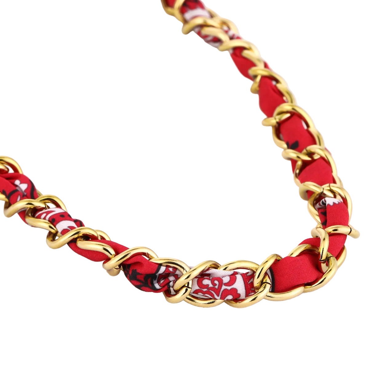 Ketting Schakel met Bandana goud rood
