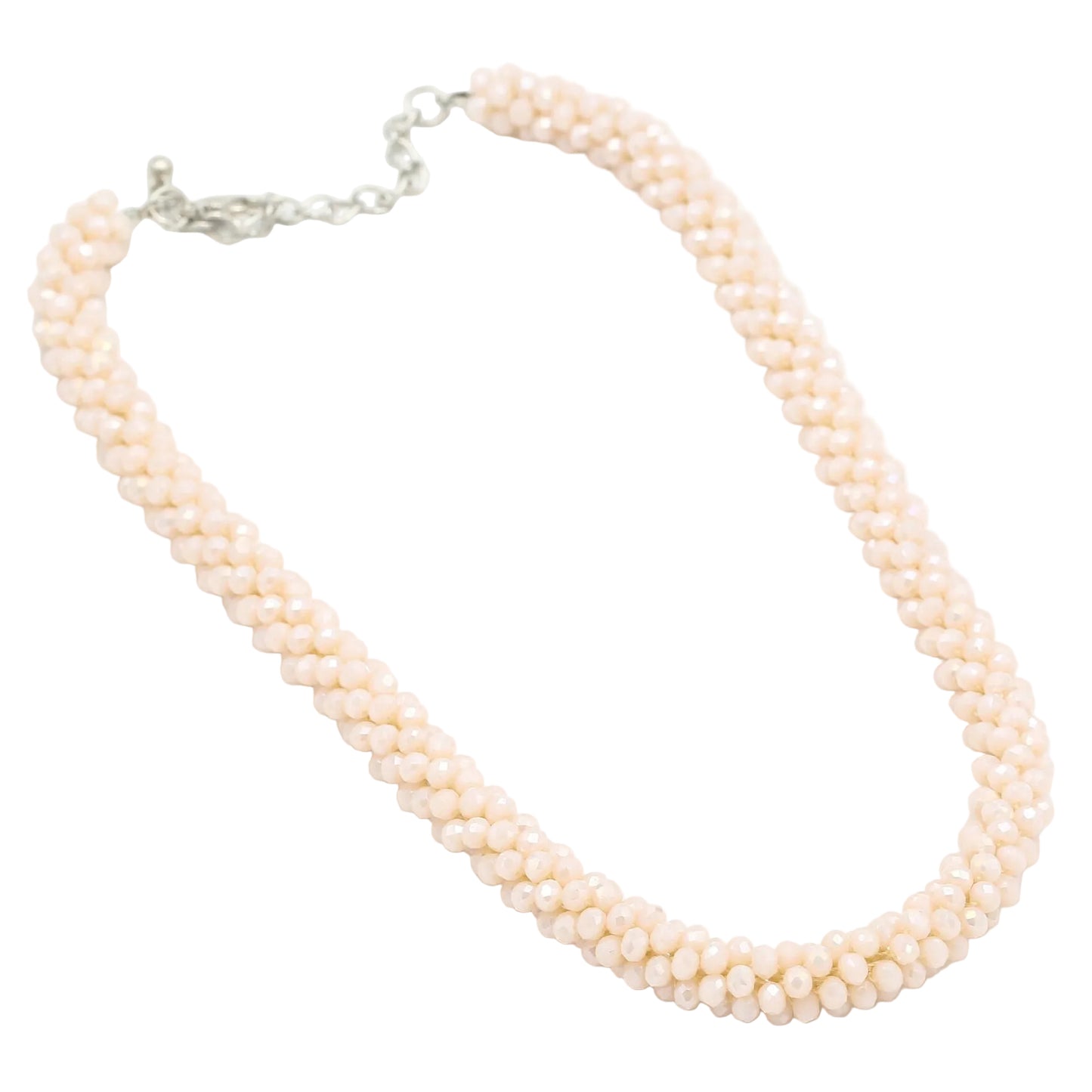 Ketting Strass off white liggend