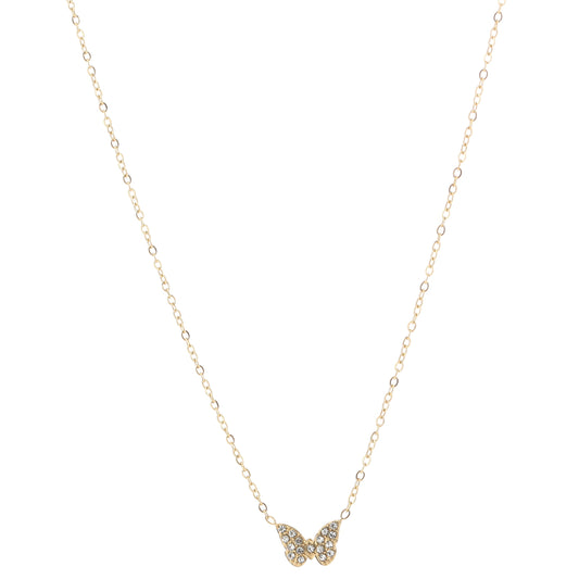 Ketting Vlinder goud strass voorzijde
