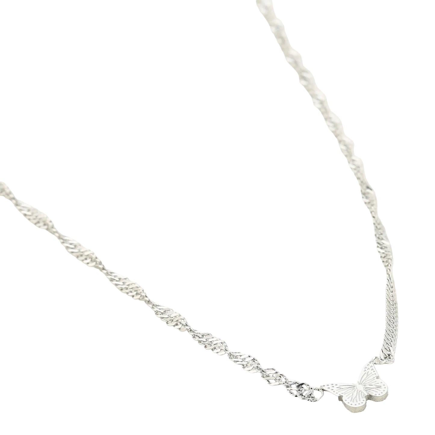 Ketting Vlinder zilver liggend