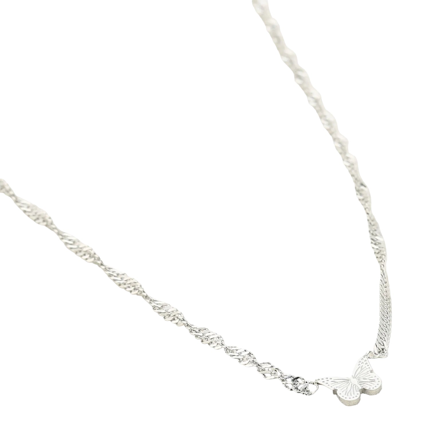 Ketting Vlinder zilver liggend