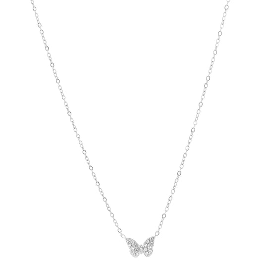 Ketting Vlinder zilver strass