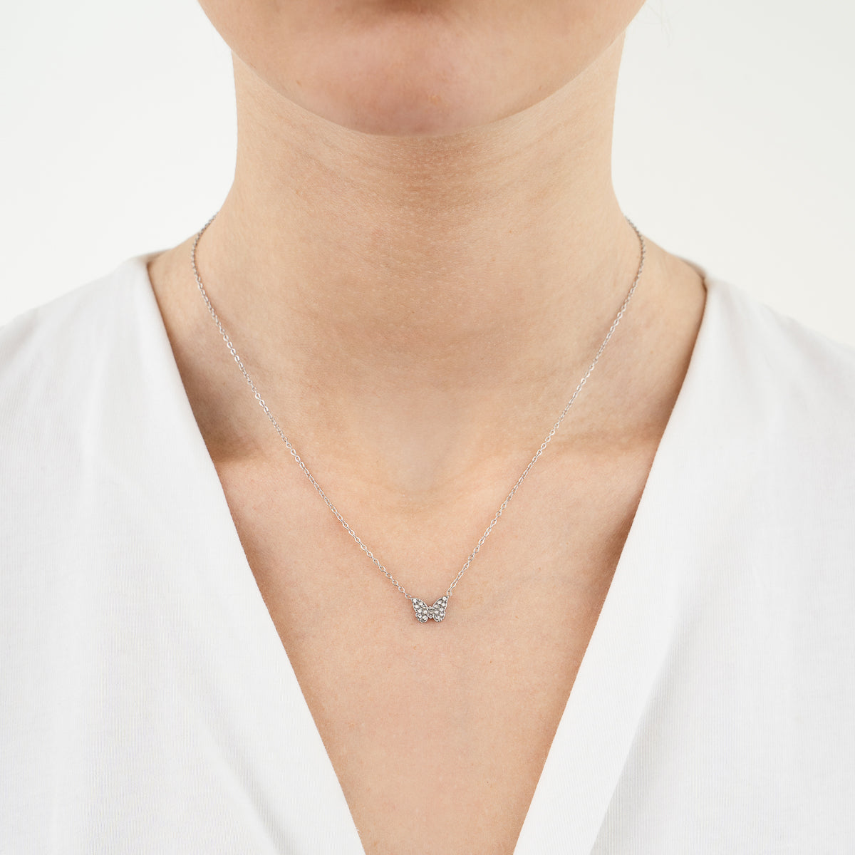 Ketting Vlinder zilver strass sfeer