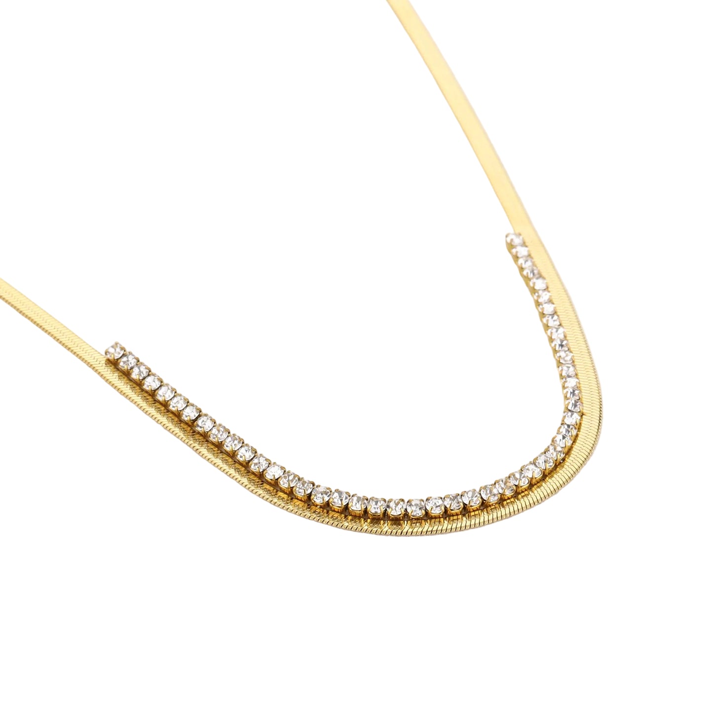 Ketting Zirkonia goud liggend