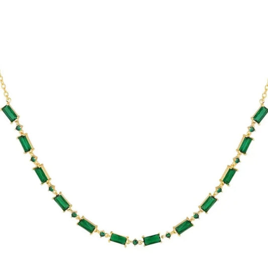 Ketting gekleurde steentjes Sparkle koper goud groen