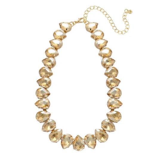 Ketting grote kralen champagne