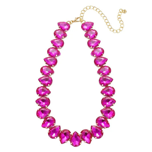 Ketting grote kralen fuchsia