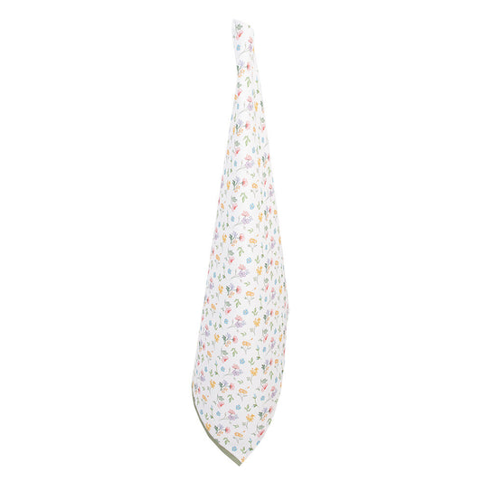 Keukendoek Bloemen wit multi 70x50cm