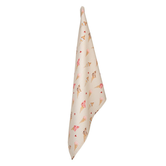 Keukendoek IJsjes beige roze 70x50cm