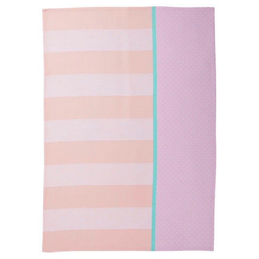 Keukendoek Miss Etoile Stripes roze oranje wit 70x50cm