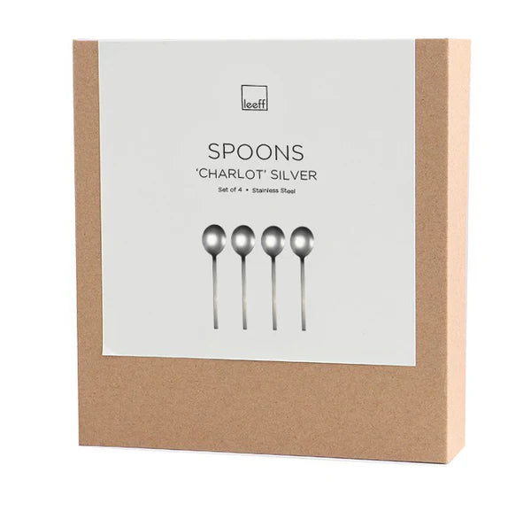 Lepeltjes Charlot set-van-4 RVS zilver