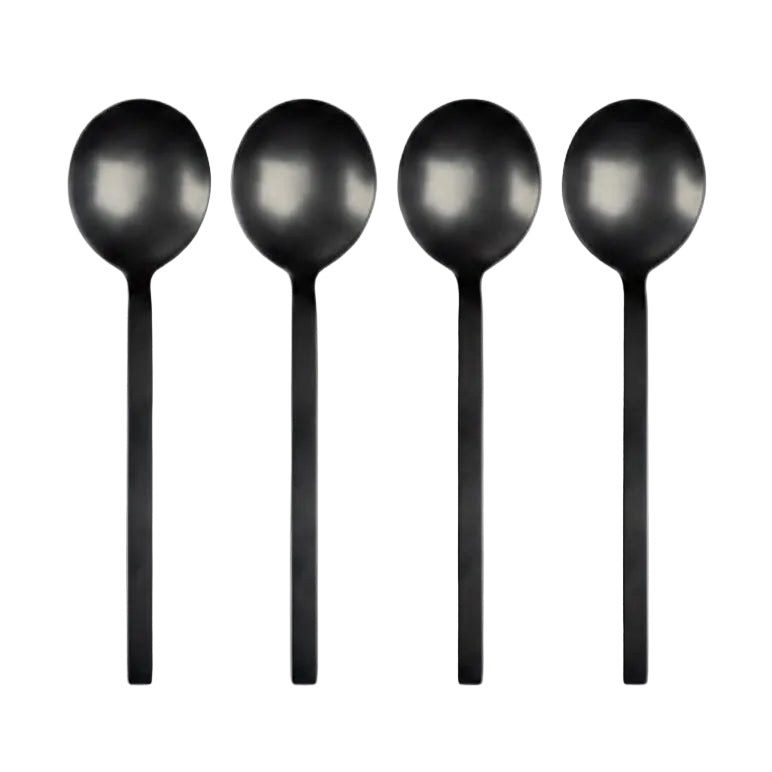 Lepeltjes Charlot set-van-4 RVS zwart