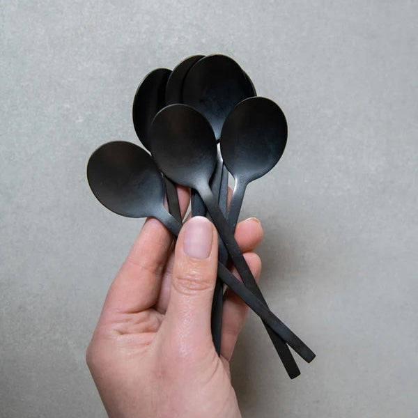 Lepeltjes Charlot set-van-4 RVS zwart